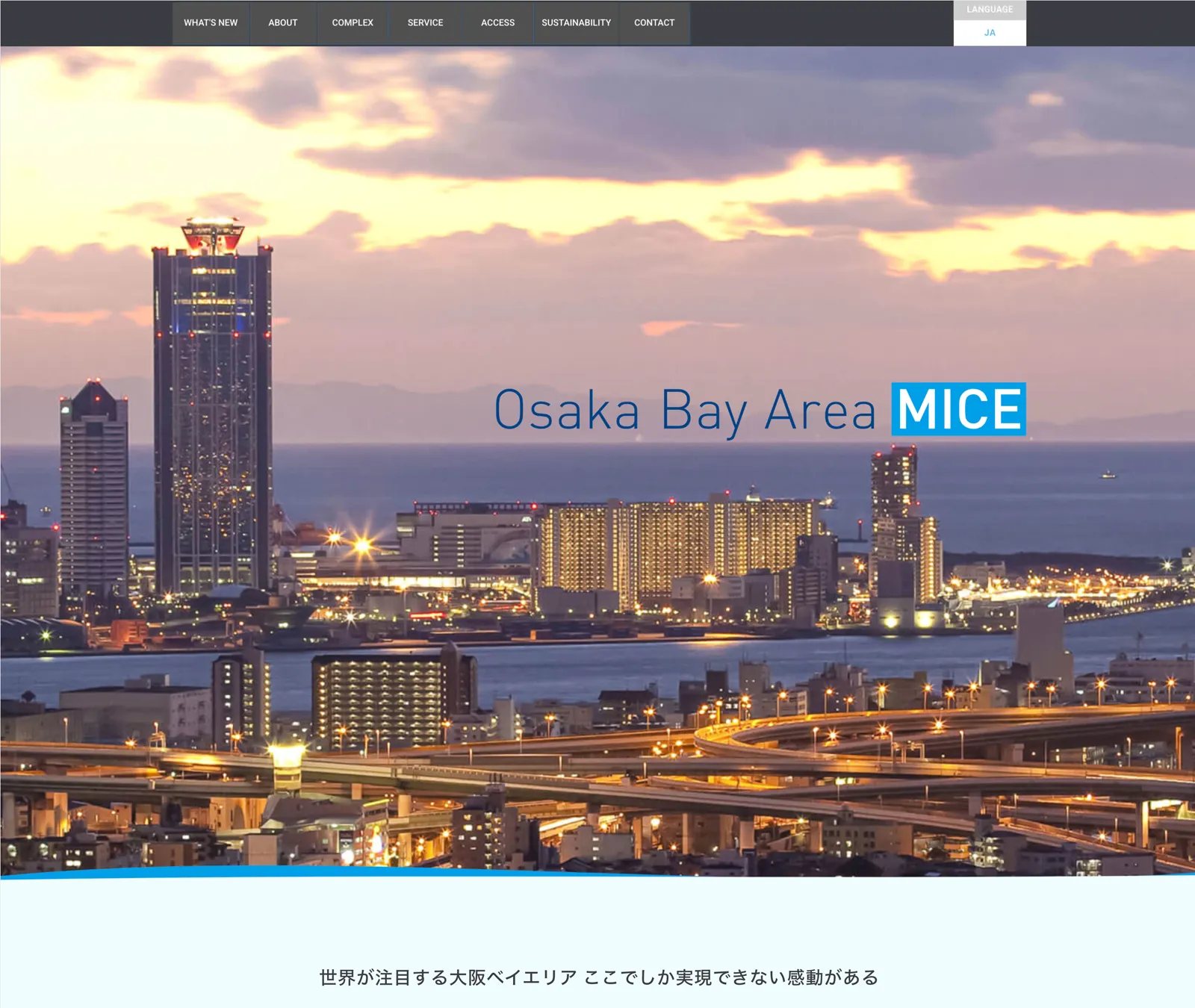 大阪ベイエリアMICE Webサイト 制作物 1